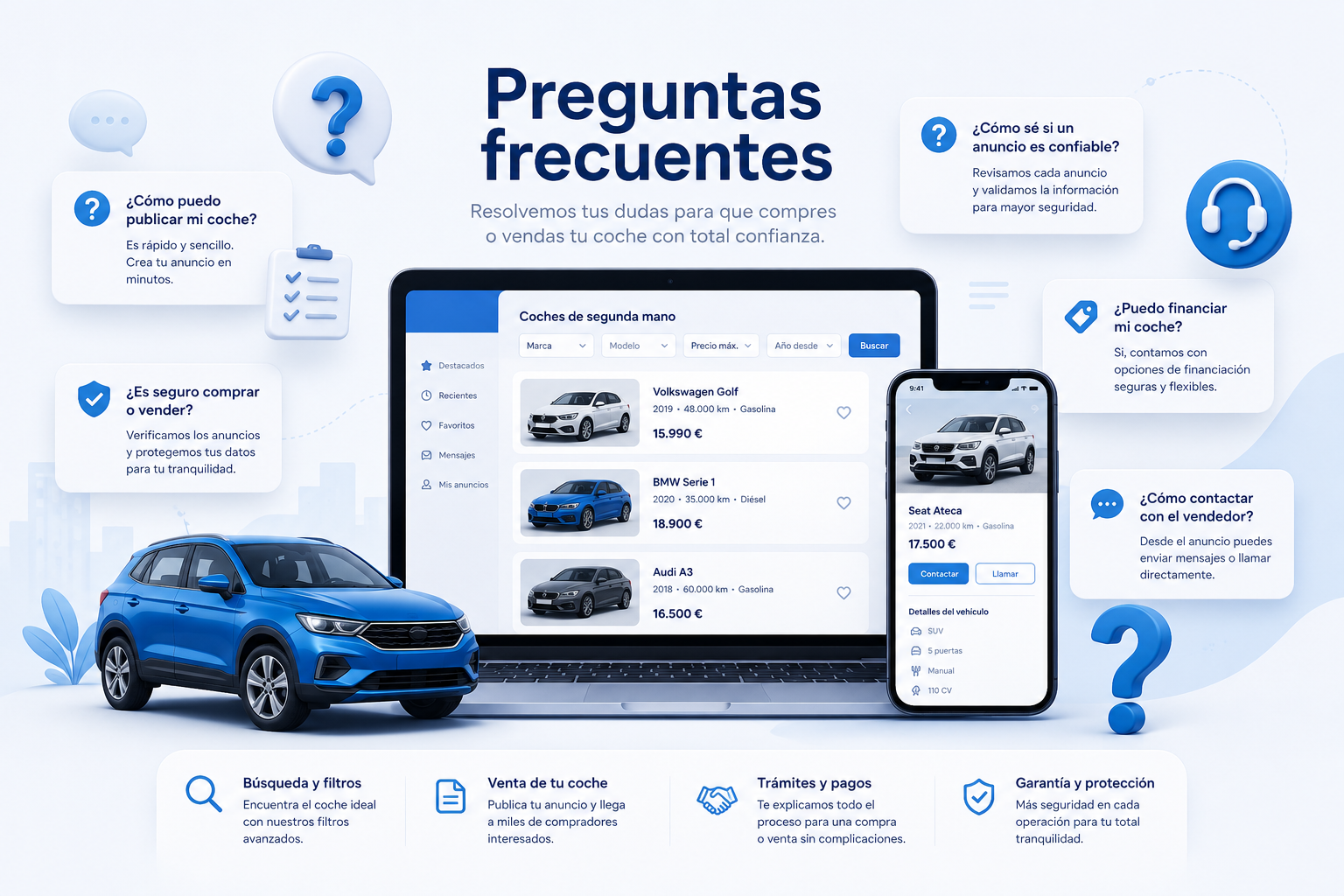 Preguntas frecuentes de un marketplace de coches
